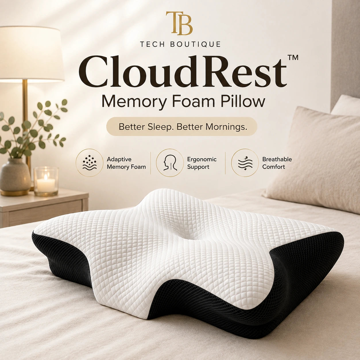 CloudRest™ Memory Foam Pillow | Better Sleep, Better Mornings