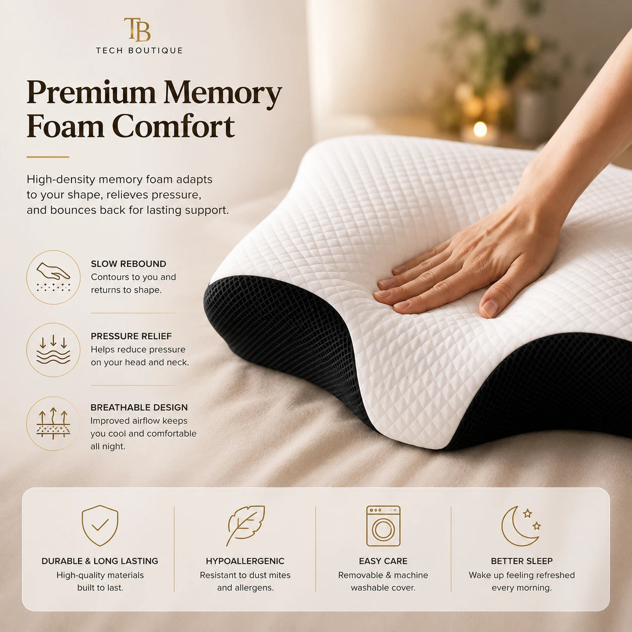 CloudRest™ Memory Foam Pillow | Better Sleep, Better Mornings