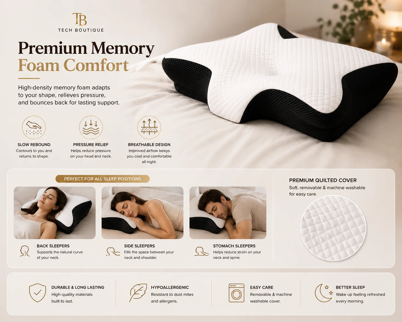 CloudRest™ Memory Foam Pillow | Better Sleep, Better Mornings