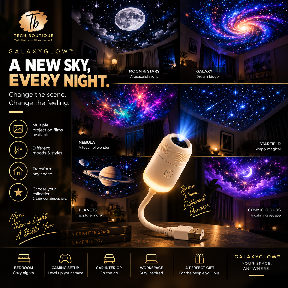 GalaxyGlow™ Star Projector — Bring the Night Sky Indoors