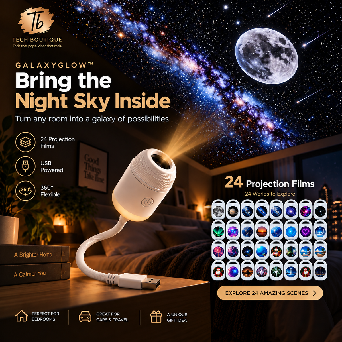 GalaxyGlow™ Star Projector — Bring the Night Sky Indoors