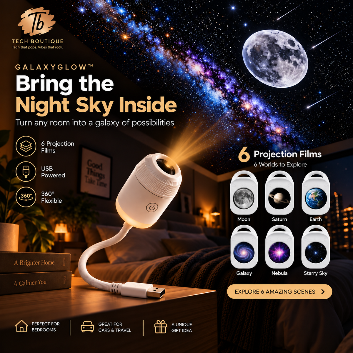 GalaxyGlow™ Star Projector — Bring the Night Sky Indoors