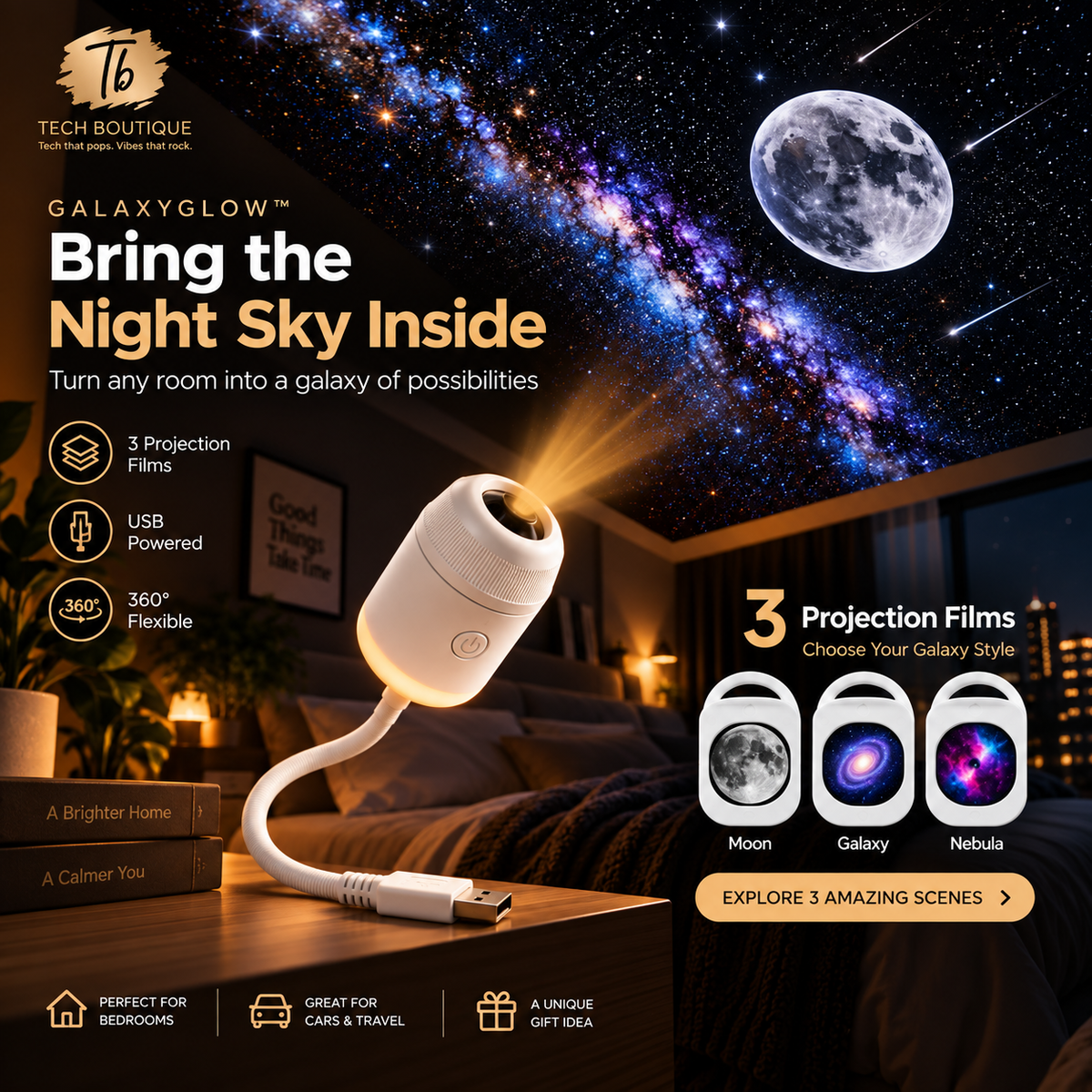 GalaxyGlow™ Star Projector — Bring the Night Sky Indoors