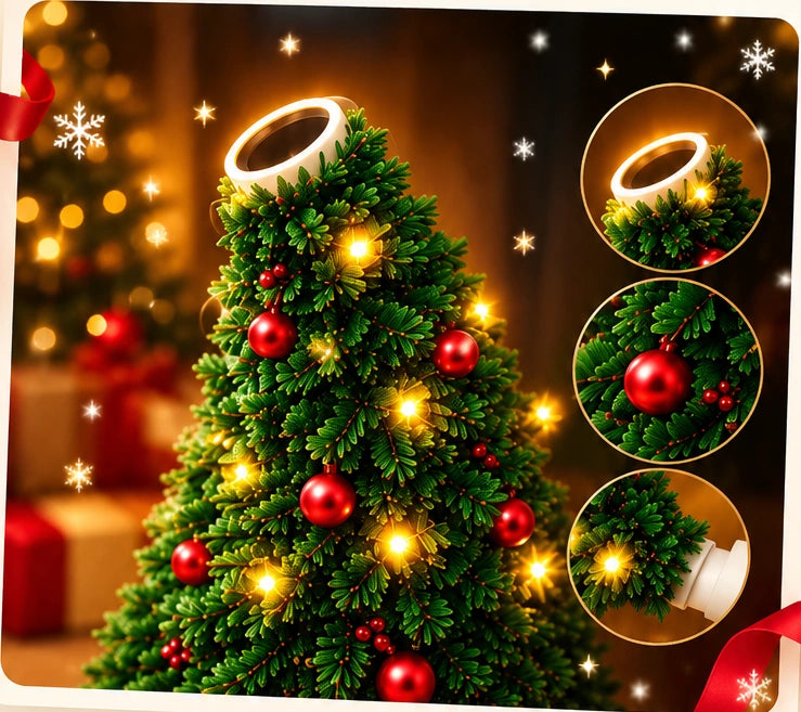 Festive Christmas tree with warm LED lights
